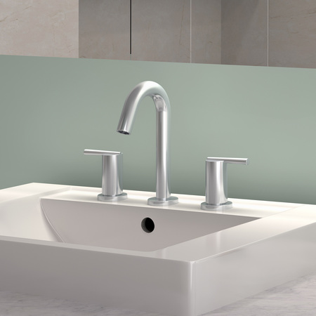 Olympia Faucets Two Handle Widespread Bathroom Faucet, Compression Hose, Nickel, Overall Height: 8" L-7420-BN